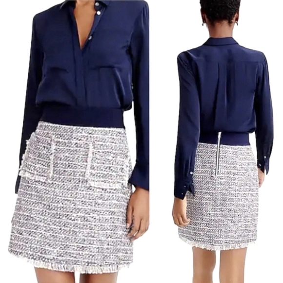 J. Crew Tweed Raw Hem A-Line Skirt - Picture 1 of 8
